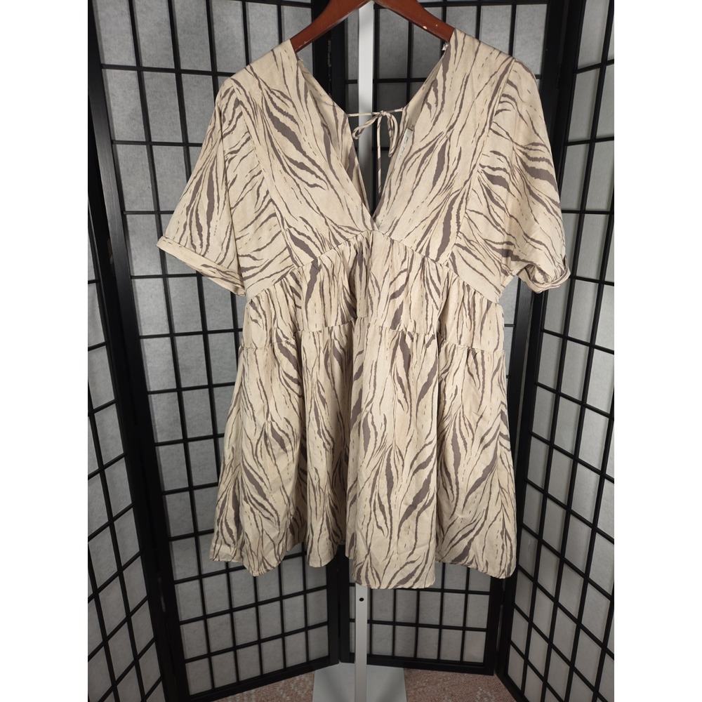 Mustard Seed Babydoll Boho Resort Wear Festival Dress Animal Print Size M